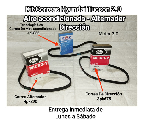 Kit Correas Hyundai Tucson A.a/dirección/alternador Gates