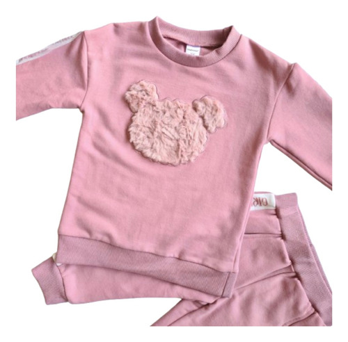 Conjunto Buzo Algodon Afranelado Diseño Osito Para Niña