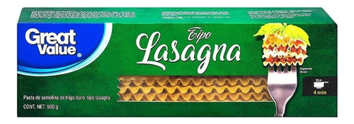 Lasagna Great Value 500 G