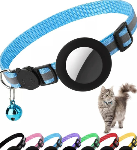 Collar Correa Gato Para Airtag Reforzada Reflectant Campana 