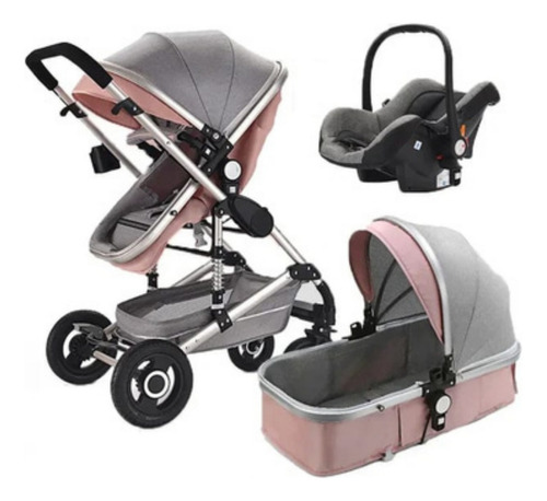 Coche Moises De Lujo Silla Carro Y Pañalera Para Bebe By163