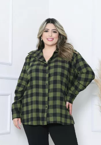 Camisa Feminina Flanelada Estampa Xadrez Marisa