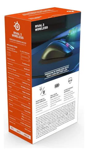 Mouse Gamer Inalámbrico Steelseries Rival 3, Luz Rgb, Negro