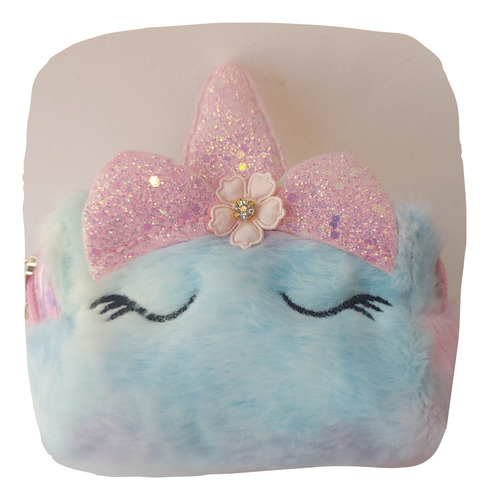 Mini Necessaire Estojo Chaveiro Em Pelúcia Unicórnio Trixie