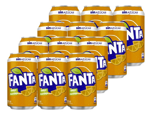 Fanta Sin Azucar Lata 350 Ml - Pack 12 Unidades