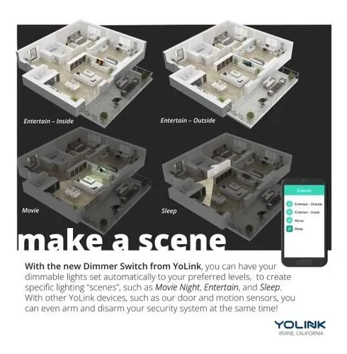 Interruptor De Pared, Luz Inteligente Yolink Sw De 1/4 De Mi