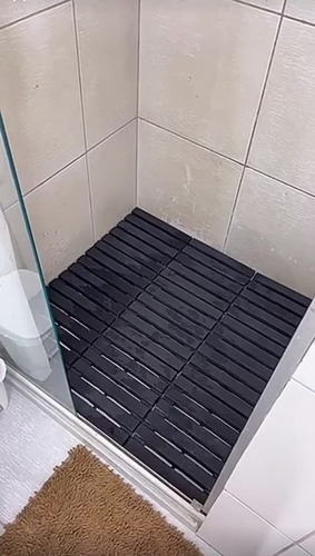 Kit 15 Deck Madeira Plástico Encaixe Modular Varanda Preto