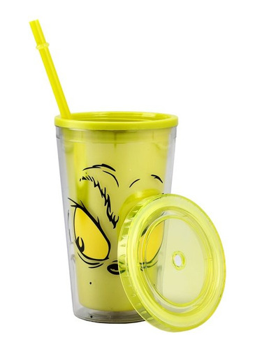 Vaso Acrílico Con Tapa Y Popote The Grinch 473ml Importado