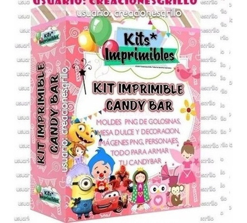 Kit Imprimible Premium Candy Bar Personajes Fondos