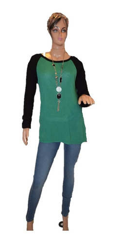 Maria Cher Sweater  De Lana Verde Combinado  Modelo Allen