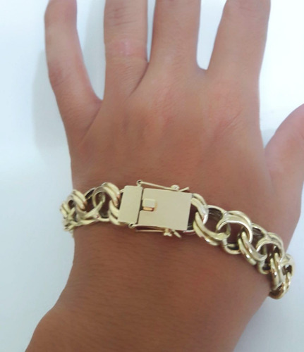 Pulseira Friso Duplo 22 Gramas 13mm Ouro 18k