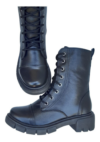 Imagem 7 de 7 de Coturno Bota Tratorada Plataforma Blogueira Couro Legítimo