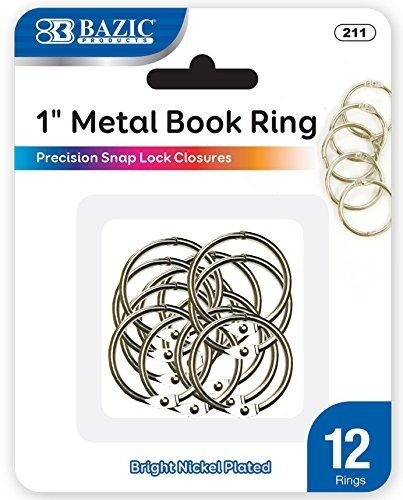 Bazic Metal Anillos De Libro, 1 Pulgada, De Plata Para La Es