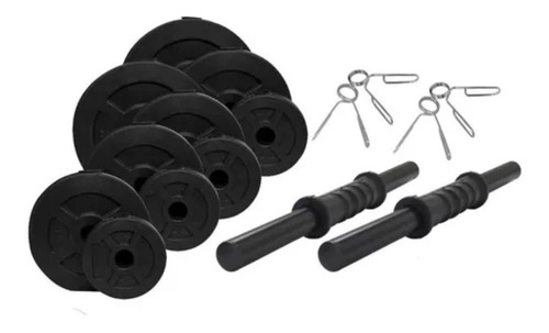 Imagen 2 de 7 de Kit 2 Mancuernas + Barra + 24 Kg. Discos Pesas Pvc Sonnos