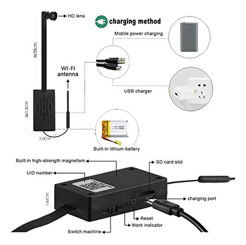 4k Wifi Camara Oculta Bateria Espia Modulo Diy Mini Lens