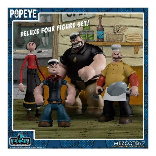 Figura de acción Popeye, juego en caja de 5 figuras Deluxe Mezco