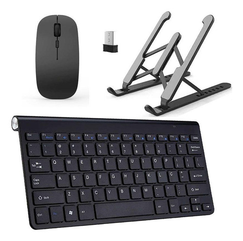 Teclado Mouse Slim E Suporte Preto Para Notebook Samsung