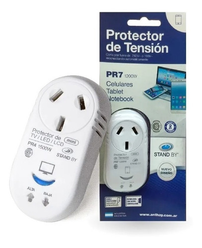 Imagen 1 de 3 de Protector De Tensión Notebook Tablet Celulares Pr7mini 1200w
