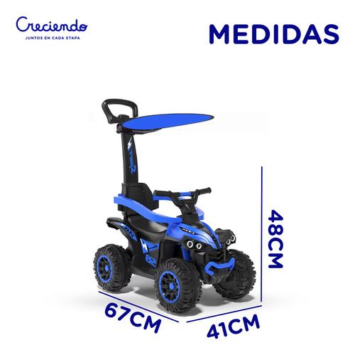 Cuatriciclo A Batería 6v Bluetooth Barra De Empuje Y Música