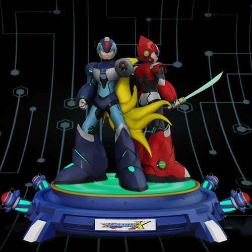 Escultura De Megaman Y Zero: La Alianza De Los Héroes