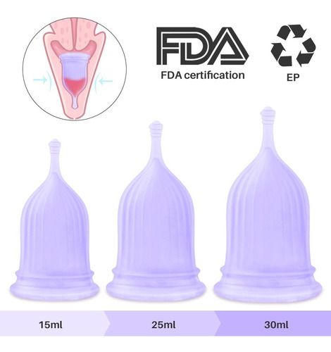 Imagen 2 de 10 de Rehanna Set Copita Menstrual 3 Tamaños Fersex Exclusivas