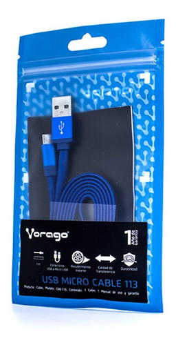 Cable Micro Usb Vorago Cab-113 1 Metro Bolsa
