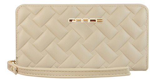 Cartera Para Dama Ejecutiva Estilo Clasico Yyw190 Color Beige - Bg Ccg-46