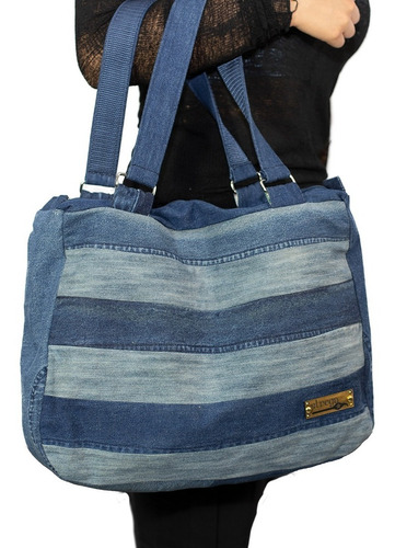 Bolso Tote De Mezclilla Reciclada Hecho A Mano