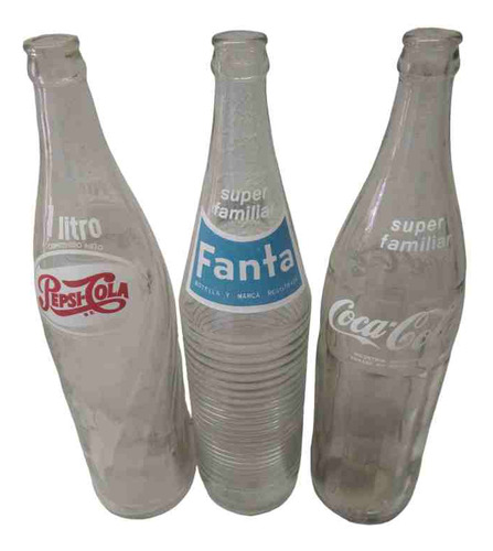 Botellas Antiguas 1 Litro Y Tamaño Bar,coca, Fanta Y Pepsi (Usado)