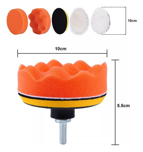 . Pulidora Pulidora 6 Pieces 4 +adaptador Taladro M10 Cera