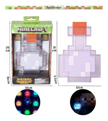 Lámpara De Botella De Poción Que Cambia De Color De Minecraf