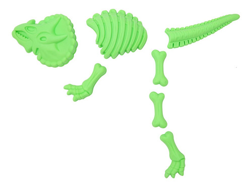 7 Uds. De Juguetes De Dinosaurio Con Esqueleto De Verde