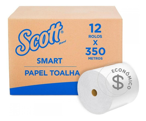 Papel Toalha Rolo Scott® Smart 350m Folha Simples - Caixa C