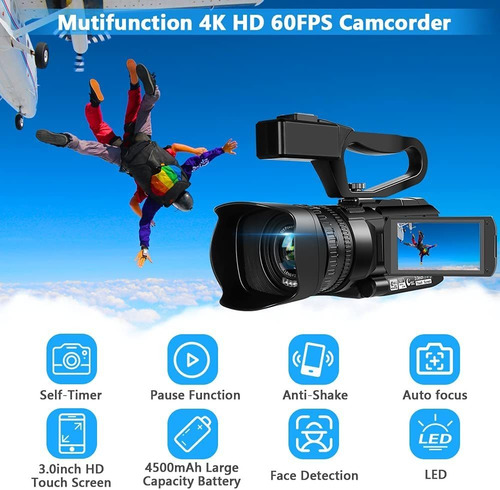 Imagen 2 de 7 de Videocámara Seree, 4k Hd, Con Estabilizador, Micrófono