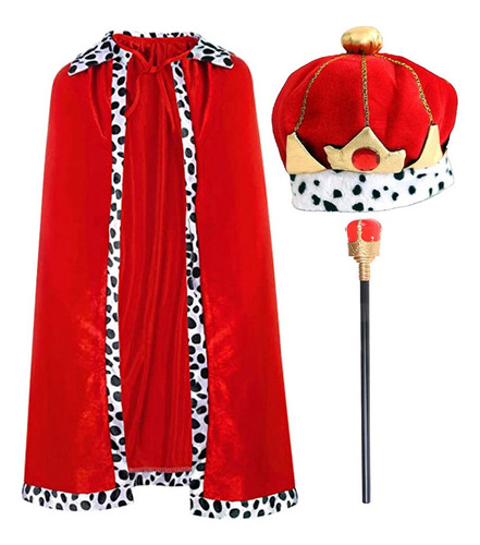 Capa De Reina,rey Príncipe,corona, Cetro, Fiesta De Mascaras
