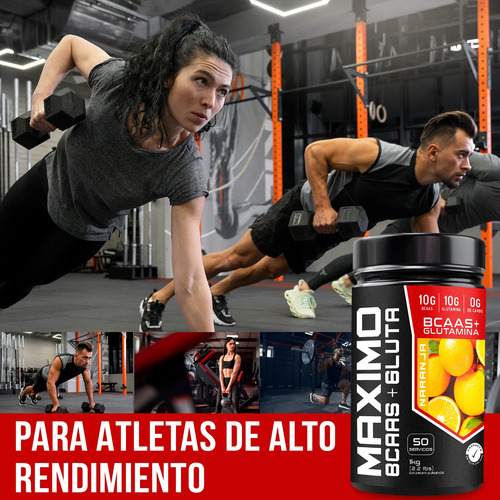 Aminoácidos Bcaas + Glutamina Maximo 1kg C/u Varios Sabores Naranja
