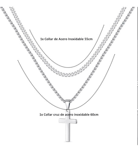 Sjx Collar Cadenas Dijes De Cruz Hombre Acero Inoxidable