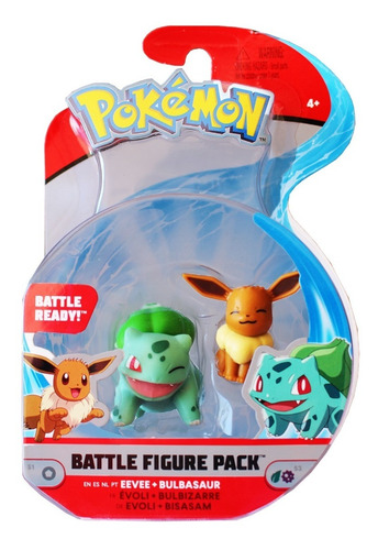 Imagem 2 de 6 de Pokémon Battle Figure Articulada Dupla Bulbasaur & Eevee