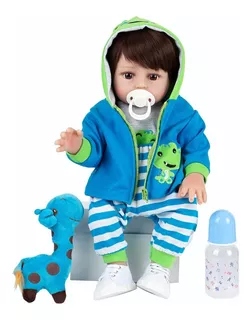 Brastoy Sapo Boneco Bebe Reborn Nino 100% Silicone 48cm