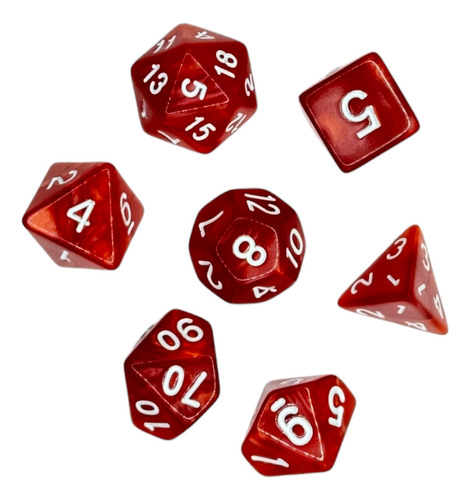 Set De 7 Dados Juegos De Rol - Rojo Marmoleado