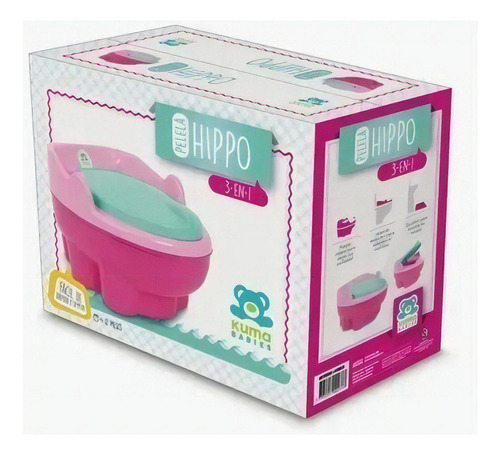 Pelela Hippo Infantil 3 En 1 Adaptador Y Escalon Kuma