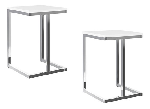 Set 2 Taburetes Home Design Blanco Cromado