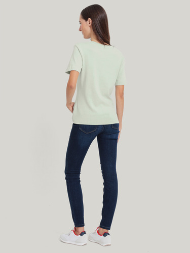 Polera Cuello V Slim Fit Verde Tommy Hilfiger