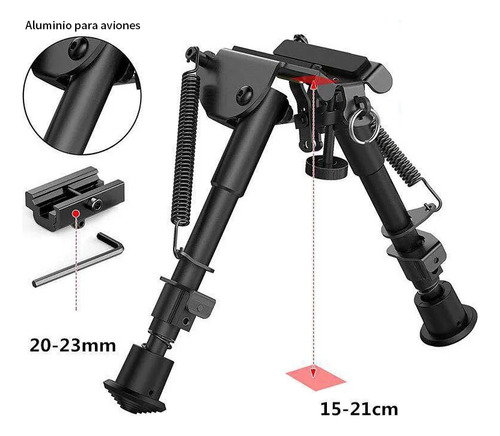 Bipode Táctico Picatinny 20mm Para Arma Larga Negro Plegable