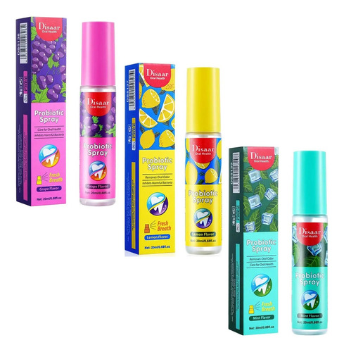 Spray Bucal Menta Elimina Mal Aliento Halitosis - Pack 3