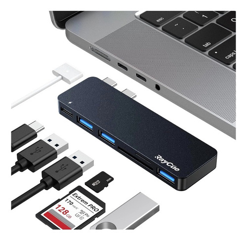 Raycue Hub Usb C Negro Macbook Pro/air M1 M2 Envio Inmediato