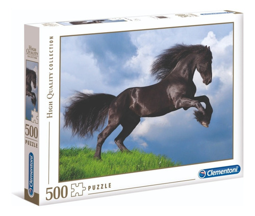 Caballo Frison Negro Campo Rompecabezas 500 Pz Clementoni