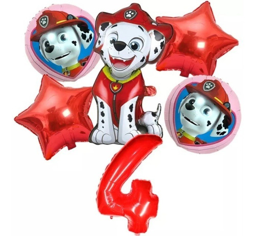 Set 6 Globos Metálicos Paw Patrol Marshall D.1 - Número 4