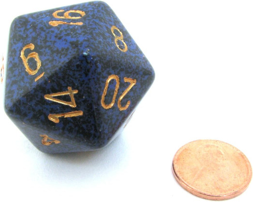 Contador Jumbo D20 Dados Moteados De 34 Mm: Cobalto Dorado