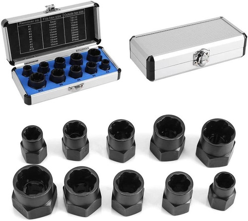 10 Pcs Nut Remover  Drive Socket 9   19 Mm Remover Set D